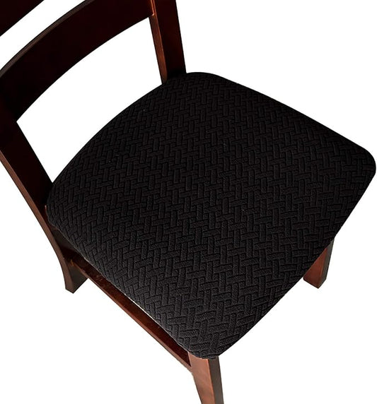 Genina Seat Covers for Dining Room Chair Seat Slipcovers Kitchen Chair Covers (Black, 2 Pcs)