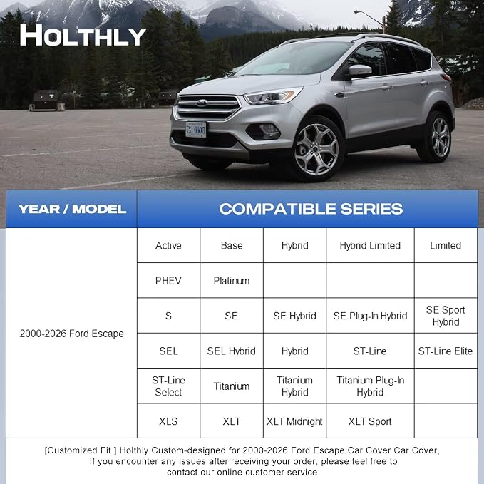 10 Layers SUV Car Cover Custom Fit for Ford Escape (2000-2026), Waterproof All Weather for Automobiles, Outdoor Full Cover Sun Dust Rain Protection with Cotton. Black