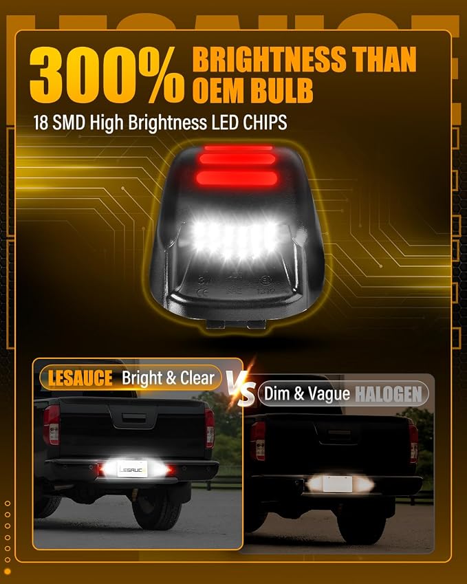 LESAUCE LED License Plate Lights Red OLED Neon Tube Assembly Replacement for 2007-2019 Nissan Frontier, 2007-2015 Titan/Xterra, 2008-2015 Armada, 2008-2015 Suzuki Equator, 2PC