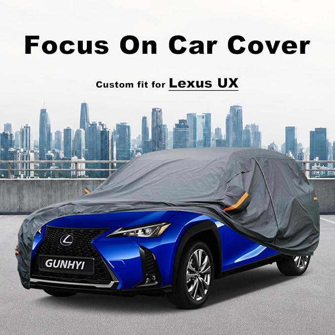 GUNHYI Premium Car Cover Custom Fit Lexus UX, 16 Layers Heavy Duty Car Cover Waterproof All Weather with Zipper Door for Sun Rain Snow Dust Uv Protection