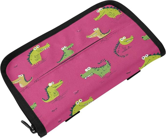 Car Visor Tissue Holder Mask Holder for Car, Car Tissue Box Sun Visor Napkin Holder Car Visor Accessories Adjustable Straps Reusable Durable Easy to Install Pink Funny Crocodiles