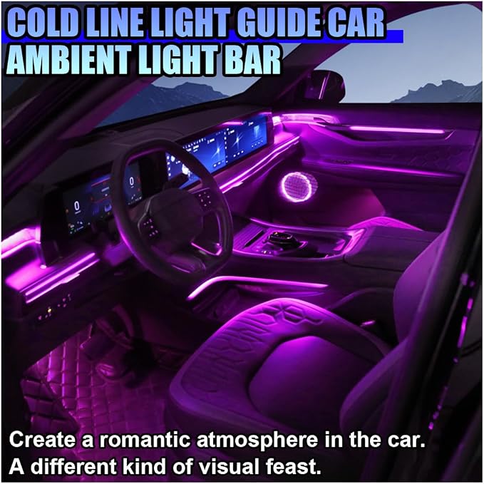 ZIMISI EL Wire Car Interior LED Strip Lights, Neon Light Strip (Purple) | 5V 16FT Car Ambient Lighting Decorations with Sewing Edge, USB Electroluminescent Car Interior Lights with Fuse Protection