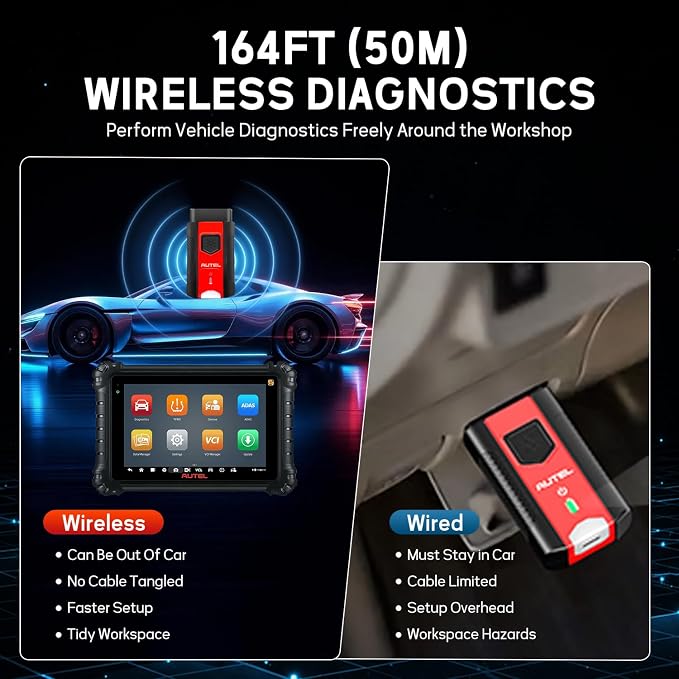 Autel MaxiVCI V200 Vehicle Communication Interface OBD2 Connector Bluetooth Adapter Work with MS906PRO MK906PRO TS ITS600 KM100 BT608 BT609 Wireless VCI200 Diagnostic DoIP CAN FD