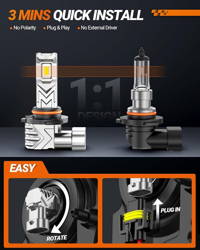 SEALIGHT 9145 H10 LED Fog Light Bulbs, Bright White 6500K, Plug and Play H10 9140 9145 LED Fog Lights for Ford F-150, Chevy Silverado 1500