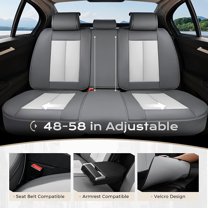 Coverado Car Seat Covers, Seat Covers for Cars, Waterproof Leather Auto Seat Protectors, Leather Car Seat Cushion, Car Interiors Accessories Universal Fit for Most Cars