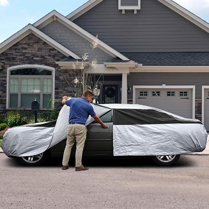 Titan Premium Multi-Layer PEVA Car Cover for Sedans 186-202". Waterproof, UV Protection, Anti-Scratch Protective Lining, Driver-Side Zippered Opening. Fits Camry, Accord and More.