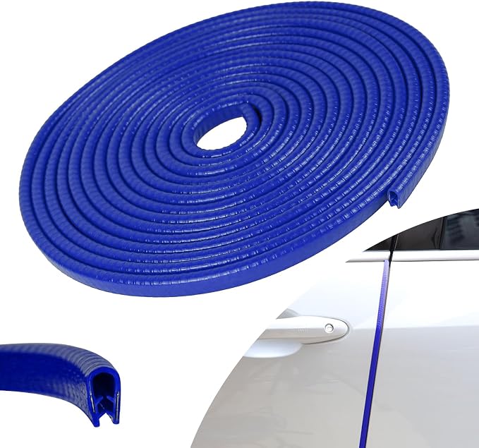 Wuyaoyao 13.1Ft (4M) Car Door Edge Guards, Rubber U Shape Automotive Door Entry Guard Protector Strip, No Glue Required, Universal Vehicle Doors Edge Trim, Exterior Car Accessories (Blue, 13.1FT)