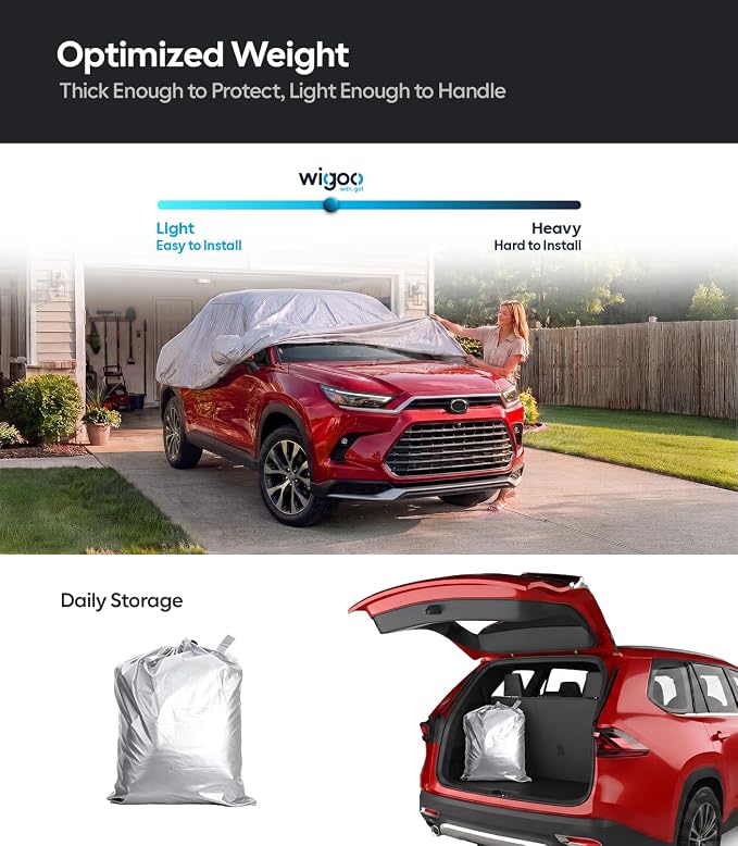 Wigoo Toyota Grand Highlander Car Cover Accessories 2024-2026, Custom Fit Waterproof All Weather Outdoor Indoor Full SUV Cover, Windproof Sun UV Rain Snow Dust Protection, Door Zipper