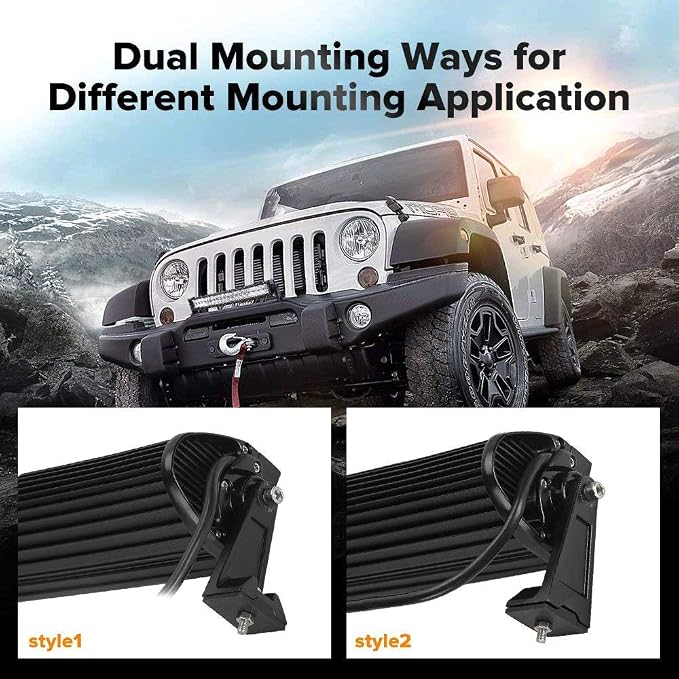 Light Bar Side Brackets Universal Side Mounting Brackets Kit for Jeep Offroad Truck Mounting Double Row LED Work Light Bar (Pair, Black)