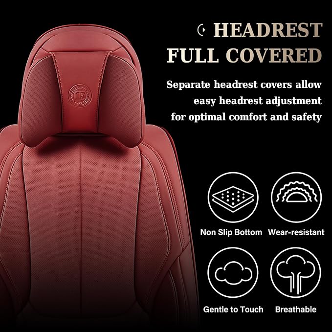 Coverado Car Seat Covers, Seat Covers for Cars, Waterproof Leather Auto Seat Protectors, Leather Car Seat Cushion, Car Interiors Accessories Universal Fit for Most Cars