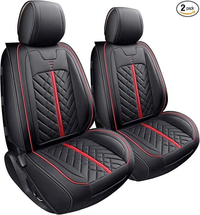 Tomatoman Tacoma Seat Covers Compatible with Toyota Tacoma 2005-2023 2024 2025 2026 Access Crew Double Cab Truck TRD Pro Trail Edition Limited SR5 Offroad Car Cushions (2 PCS Front/Black-Red)