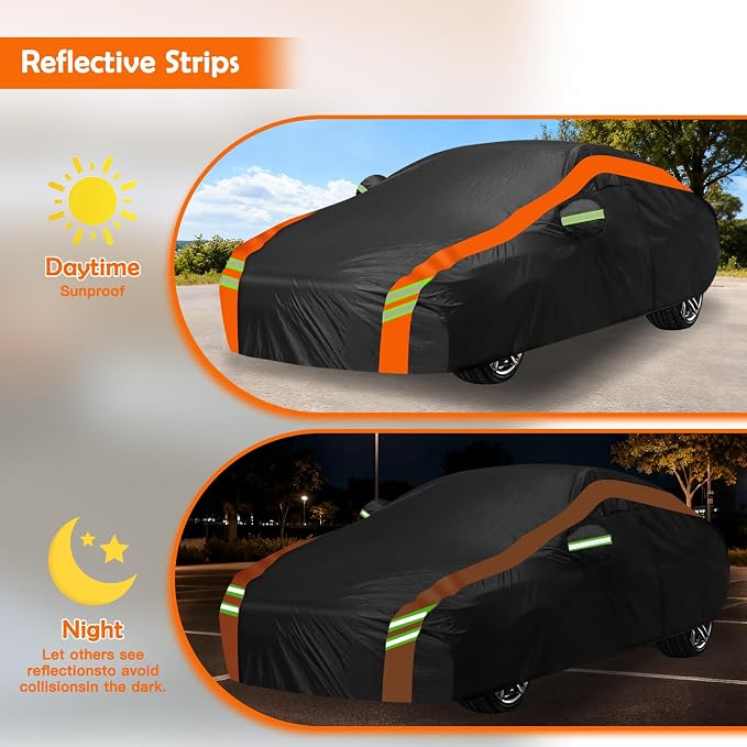 Universal Fit Car Cover for Sedan Length 186-193in, Waterproof Automobiles Cover All Weather Compatible with Toyota Camry, Honda Accord, Tesla Model 3, Nissan Altima, Hyundai Sonata