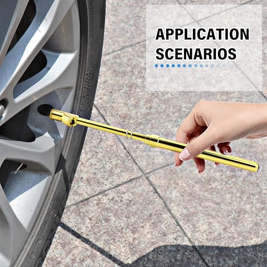 MEANLIN MEASURE 5PCS Gold Double Straight Type Tire Pressure Gauge, Dual Head Air Pressure Gauge, Pressure Range 10-150 Psi (Suitable for Trucks, etc.)