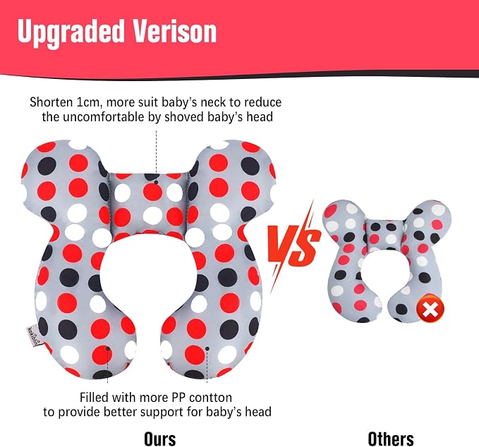 KAKIBLIN Baby Travel Pillow, Upgraded Baby Neck Pillows for Car Seat, Infant Neck Support Pillow for Head and Neck,Newborn Head Support for Car Seat,Pushchair