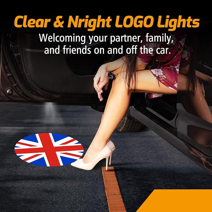 2Pcs Car Door Lights Projector for Clubman/Countryman/Paceman/Sports/Cooper R55 R56 R57 R58 R59 R60 R61 F55 F56 F57 Car Accessories - Ghost Shadow Welcome LED Puddle Lights