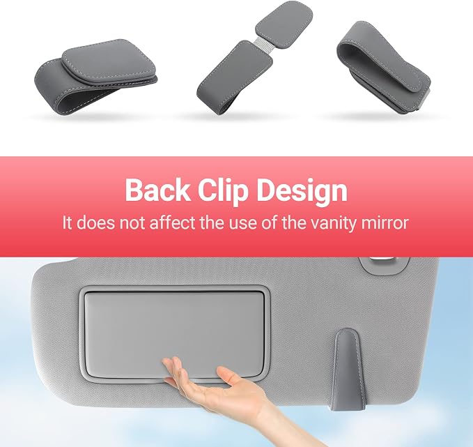 Sunglass Holder for Car Sun Visor Sunglasses Clip Car accessories -Gray | sun visor organizer, ticket card clip, eyeglass sunglasses holder, one-handed magnetic, anti-scratch, car stuff for women men