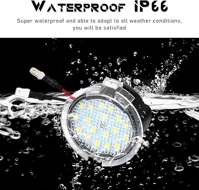 povtii 2 PCS Side Mirror Puddle LED Lights, High Brightness Auto Side Mirror Puddle LED Lamp Assembly Replacement with White Light, Car Accessories