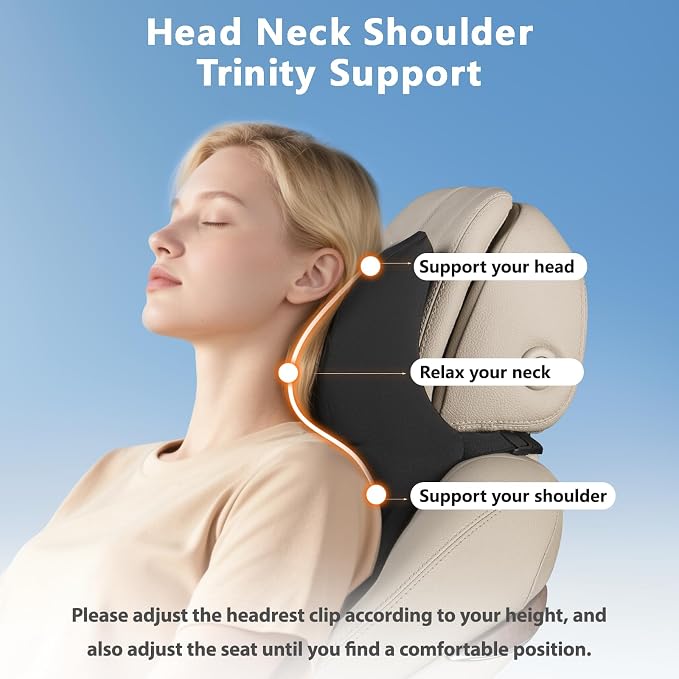 BABUR Car Headrest Pillow, Ergonomic Neck Support for Driving Seat 1 Pcs | Brown,100% Memory Foam,Universal Fit,Softness,Adjustable Strap,Breathable Removable Cover,Car Rest Pillow for Pain Relief