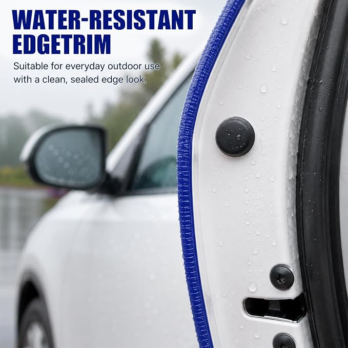 16.4 Ft Rubber Car Door Edge Guards, U Shape Edge Trim, Blue | Flexible profile, cut to fit, parking ding shield, push on setup, fits most sedans SUVs trucks, automotive accessories
