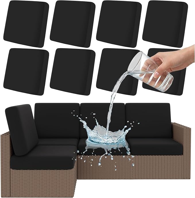 Smiry 8 Pcs Waterproof Patio Cushion Covers, Stretch Outdoor Furniture Covers