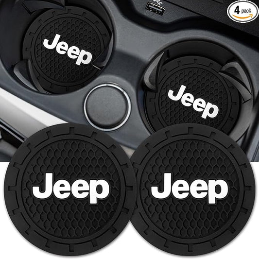 Car Cup Holder Coaster for Jeep Series Recessed Silicone Cupholder Coaster Interior Accessories 2.75in 2Pieces Black