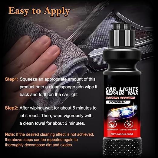 Headlight Restoration Kit, Headlight Cleaner Cream Car Detailing Kit for Car Light Cleaning & Finish Polish, Automotive Stuff Restore Yellowing Oxidation Head Light-100ml