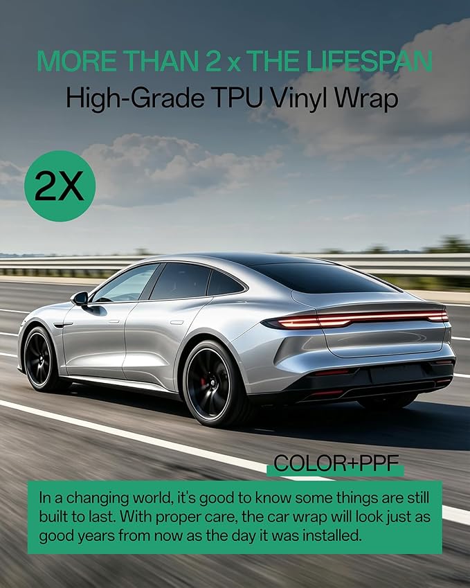 PPF, Dry Apply TPU PPF Vinyl Car Wrap Roll 1ft x 5ft, Paint Protection Vinyl Film (Gloss GT Silver)