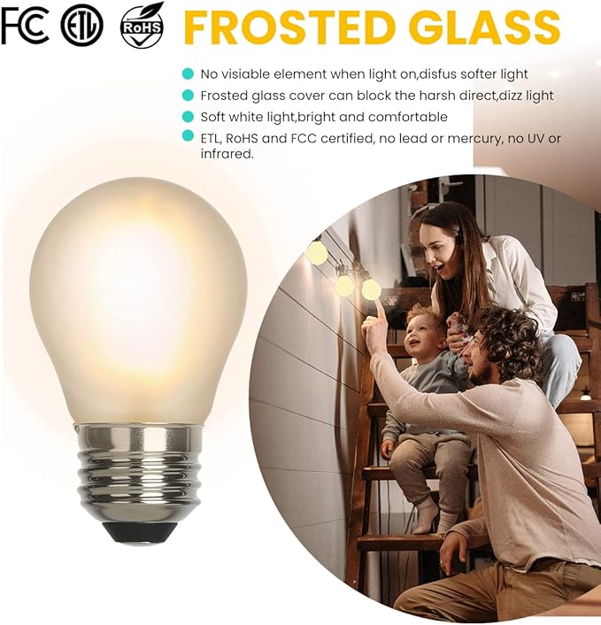 Vintage LED Edison 40W Short Small Bulbs G45 Frosted,E26 2700K Dimmable 6PK | AMDTU Frosted G45 LED Edison Bulbs,4W Replaces 40W,Dimmable for Ceiling Fans,Vanity & Table Lamps Create Cozy Ambiance 6Pack