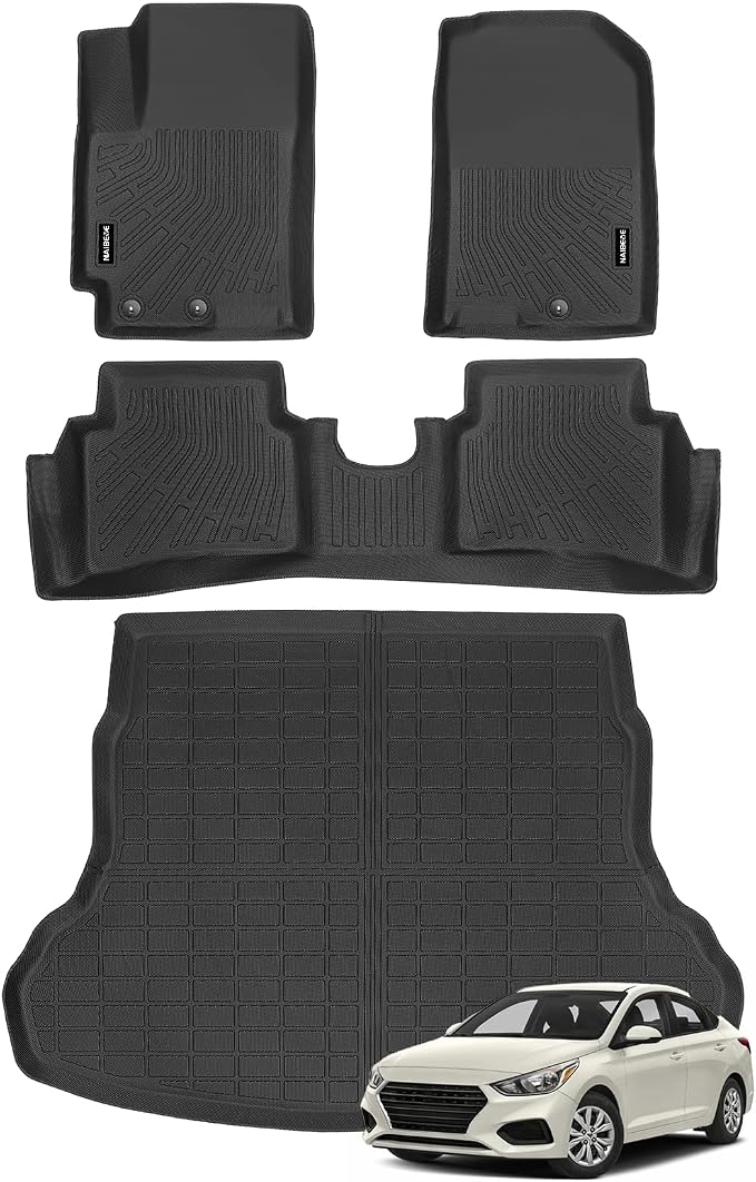 Naibeve Floor Mats for 2018-2023 Hyundai Accent | All Weather Custom Fit Floor Mats, Cargo Mat, Backrest Mats Interior Protector accessories