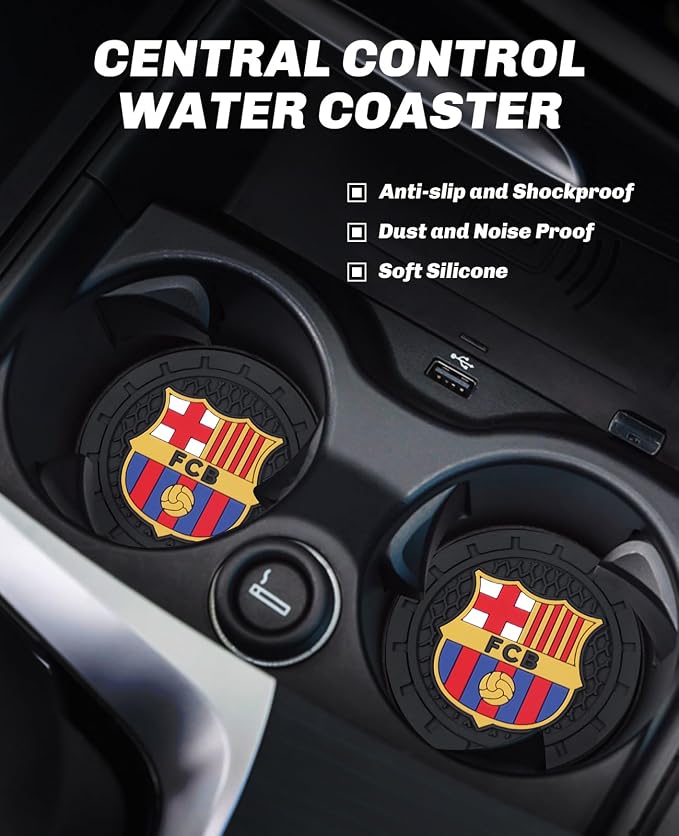 Cup Holder Insert Coaster for FC Barcelona UEFA Fans,Anti Slip Car Cup Coaster Interior Accessories