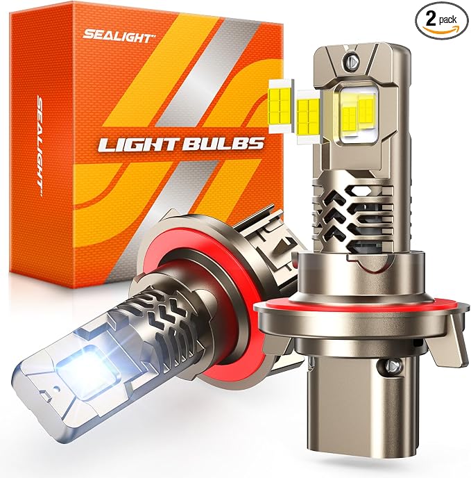 SEALIGHT H13/9008 LED Light Bulbs, 10X Super Brighter, 1:1 Halogen Size, 6500K Cool White, 70,000Hrs Long Service Life with Cooling Fan, Plug and Play, Pack of 2