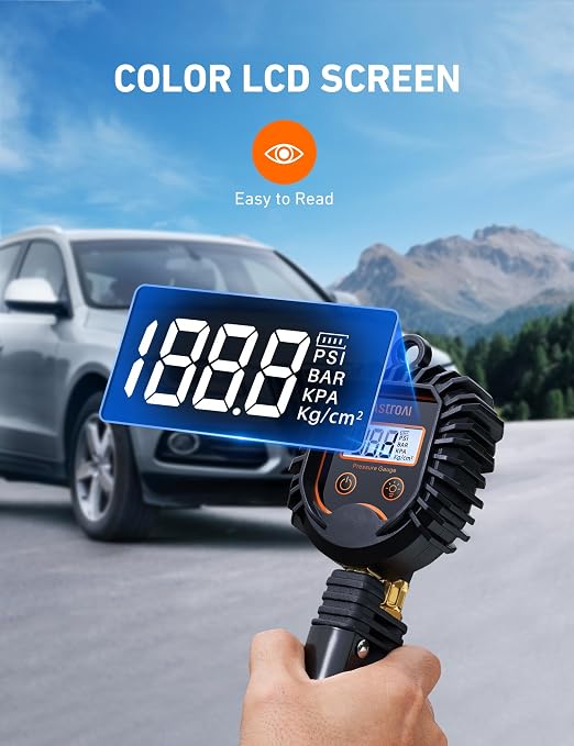 AstroAI 3-250 PSI Digital Tire Pressure Gauge Inflator, Heavy Duty Professional Air Compressor Accessories, ANSI B40.7 Grade 2A, Swivel Brass Air Chuck Compatible for Car/SUV/Truck/RV