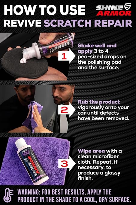 SHINE ARMOR Car Scratch Remover 4oz (3 Pack) - Advanced Car Paint Scratch Repair & Restorer for Vehicles, Revives Faded Paint, Corrects Surface Marks & Leaves Streak-Free Gloss