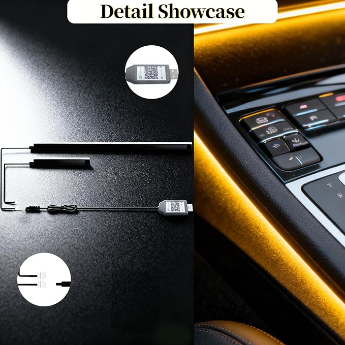 DIBMS APP Controlled RGB Car Interior Light Strip, 43.3 Inches Acrylic Auto Ambient Lighting Kit with Dreamcolor Chasing, Center Console Dashboard Lamps with APP Remote Control