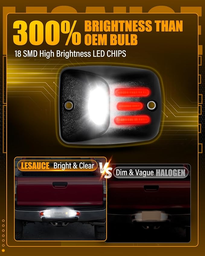 LESAUCE LED License Plate Lights Red OLED Neon Tube Assembly Replacement for 1995-2004 Toyota tacoma, Rear Tag Light 6000K White, Pack of 2