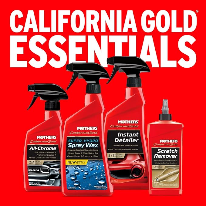 Mothers California Gold Super-Hydro Spray Wax, 24 oz. (05724) | Just Waxed Brilliance & Beading, Cleans, Shines & Protects in 1-Step, Use Dry or Wet, Drying Aid, Existing Wax or Coating
