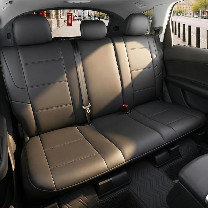 GIANT PANDA Full Set Seat Covers for Toyota RAV4, Corolla (2013-2026, Not Hybrid), Camry, Prius (2010-2026),Corolla Cross, 60/40 Split Rear & Front Protector, Faux Leather(Black)