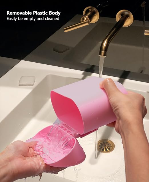 Ginsco 2 Pack Mini Car Trash Can with Lid, Small Car Garbage Can, Cute Leakproof ABS Trash Bin, Auto Accessories for Interior, Garbage Bin for Home, Office with 120pcs Trash Bags Pink