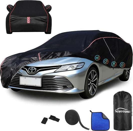 Car Cover Waterproof All Weather 8-Point Fastening for Toyota Camry 1996-25 | All-Around Wind-Resistant Fastening, 120s Quick Setup, 600D Oxford Fabric, All-Weather Protection