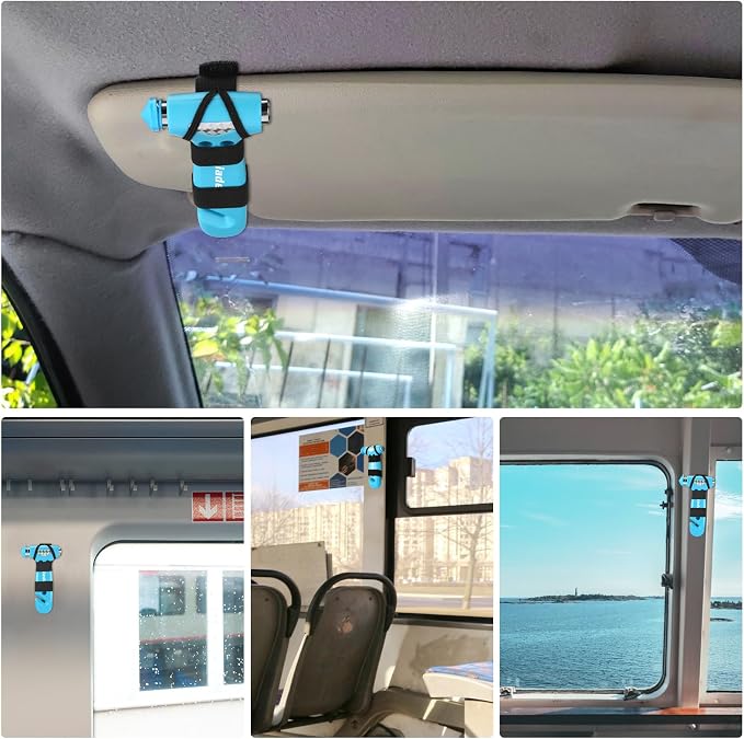 Window Breaker, 3-in-1 Emergency Escape Tool with Car Window Breaker and Seatbelt Cutter, Car Safety Hammer Car Essentials Tool for Women（Blue）