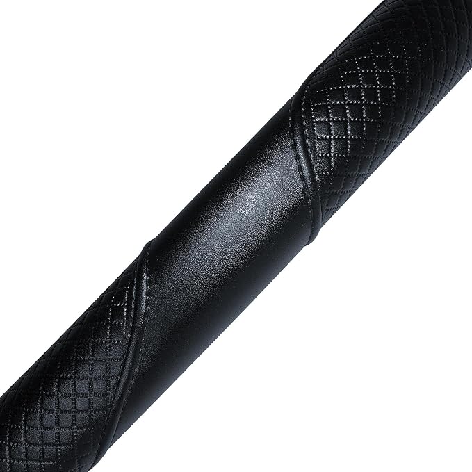 Haokay Heavy Duty Pure Cowhide Steering Wheel Cover, Genuine Leather Steering Cover with 15 Inches Universal Fit