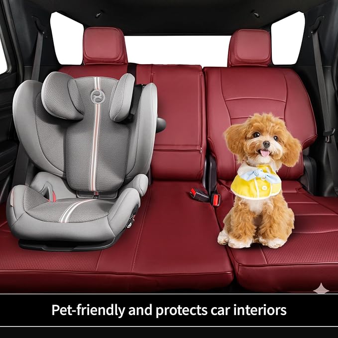 EKR Car Seat Covers Custom Fit for Toyota 4Runner(7 Seats) Full Set | for Toyota 4 Runner 2010-2024 Seat Covers for SUV,Full Wrap,Airbag Compatible,Waterproof Pet-resistant,Faux Leather(Burgundy)