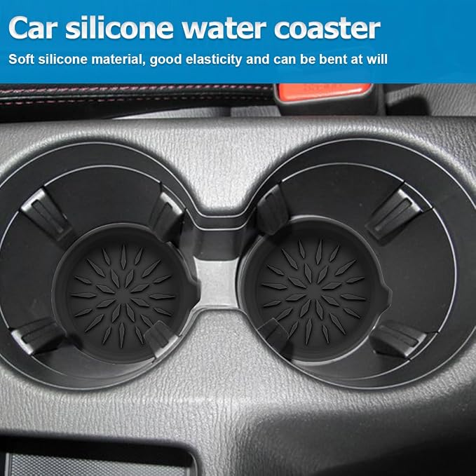 Mandark 4PCS Car Cup Holder Coaster, Non-Slip Recessed Insert Vehicle Cup Mat, 2.75 Inch Waterproof Universal Automotive Interior Drink Cup Pad Accessories for Most Trucks SUVs (Black)