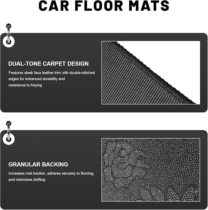 4PCS Car Floor Mats, Waterproof Auto Front & Rear Carpet Mat with Anti-Slip Backing, Stylish Vehicle Rug Floor Mats Universal Interior Accessories for All Weather Protection (Red)