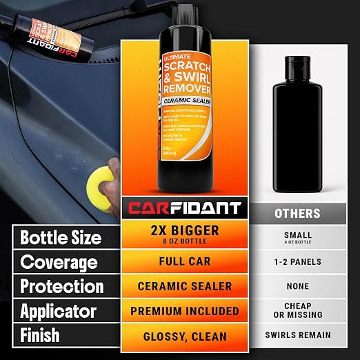 Carfidant Scratch & Swirl Remover - Polishing, Rubbing & Buffing Compound for Car Paint Repair - Restores Shine & Enhances Gloss, 16.9 fl oz