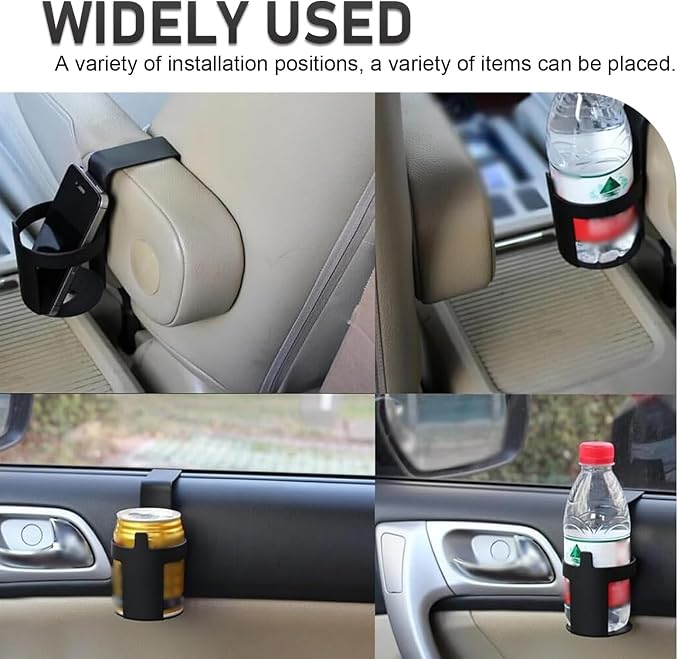 2 PCS Car Door Cup Holder, ABS Car Window Cup Holder, Portable Automotive Beverage Mount, Universal for Most Vehicles (Black #01)