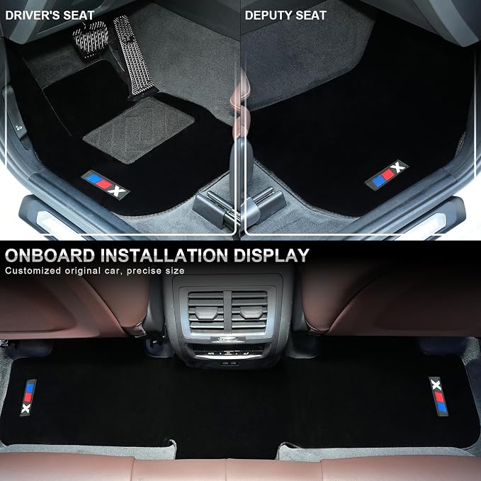 Fit for BMW X3 2018 2019 2020 2021 2022 2023 2024 Luminous Wool Carpet Car Floor Mats - Custom Fit, Anti-Slip, All-Weather with Logo
