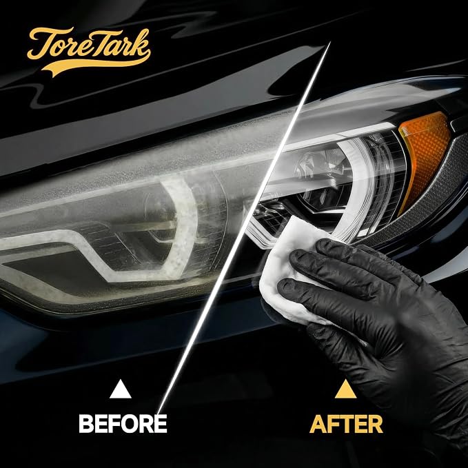 toretark Headlight Restoration Kit Wipes, 5-Min Fix, Restoring to Like-New Condition, Safe for OEM Lens, Headlight Restoration Wipes & Cleaning Wipes, Headlight Cleaner and Restorer Kit 2 Pack
