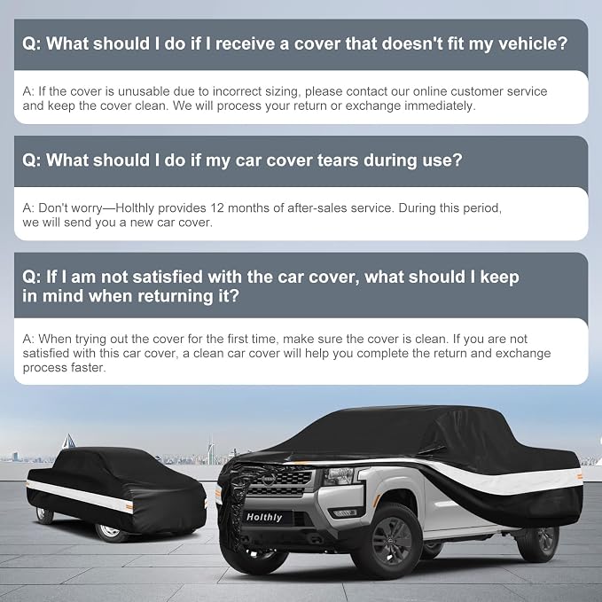 10 Layers Truck Cover Waterproof All Weather Custom Fit Nissan Frontier(2021-2026) King/Crew Cab Short Bed, Outdoor Full Exterior Pickup Car Cover Sun Rain Snow Ice Protection. Black