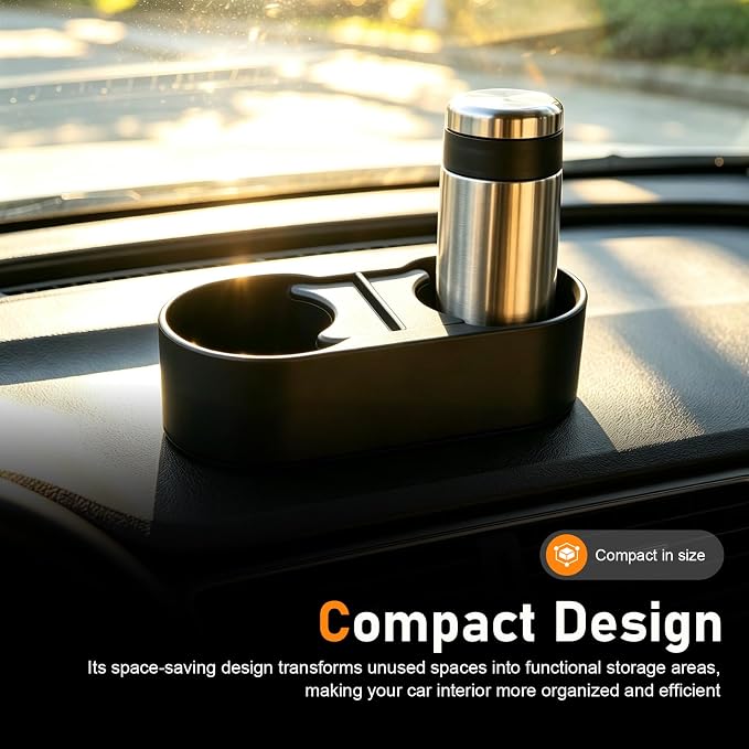 Car Cup Holder, ABS Center Console Double Cup Holder, Self-adhesive Multi-functional Double-drink Organizer, Universal for Most Cars SUVs Trucks (Black #A)